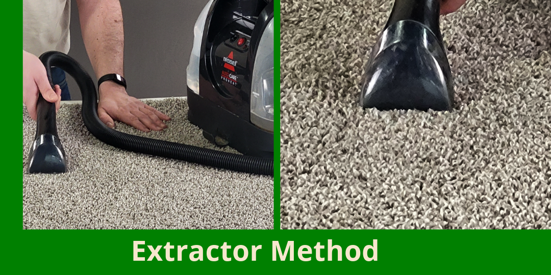 Extractor carpet stain removal method steps side by side images
