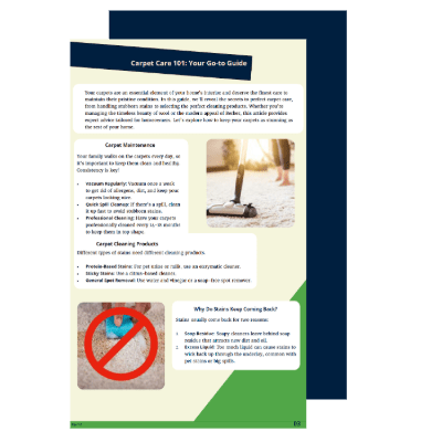 The Signature Carpet Cleaning Care Guide Open to Page 3