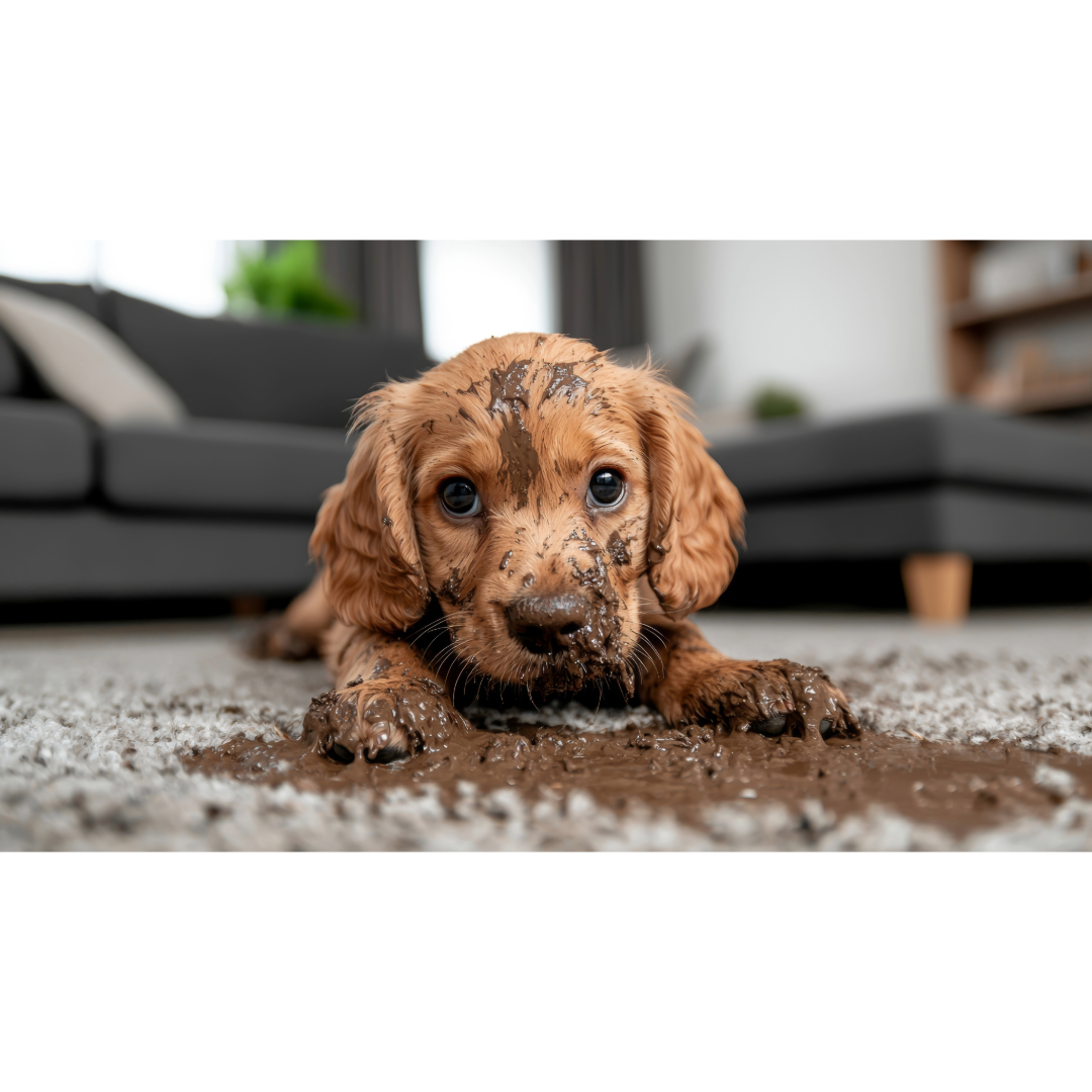 Dog making a mess on the carpet