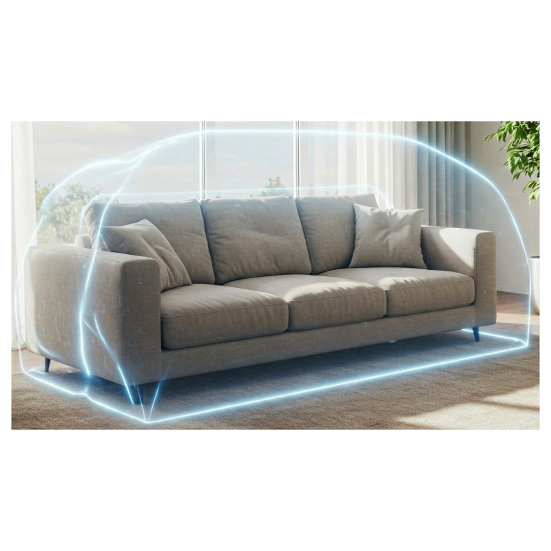 Force field protecting a sofa